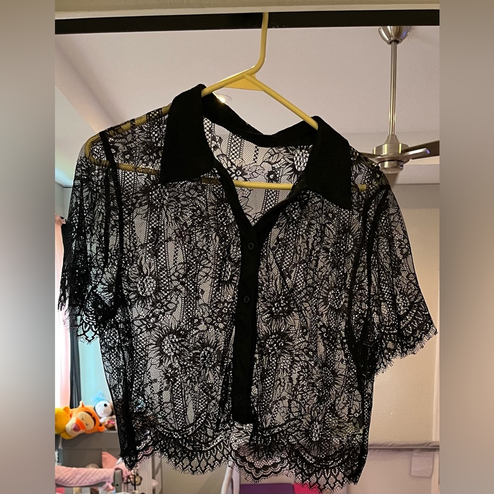 Elegant Black Lace Women's Top